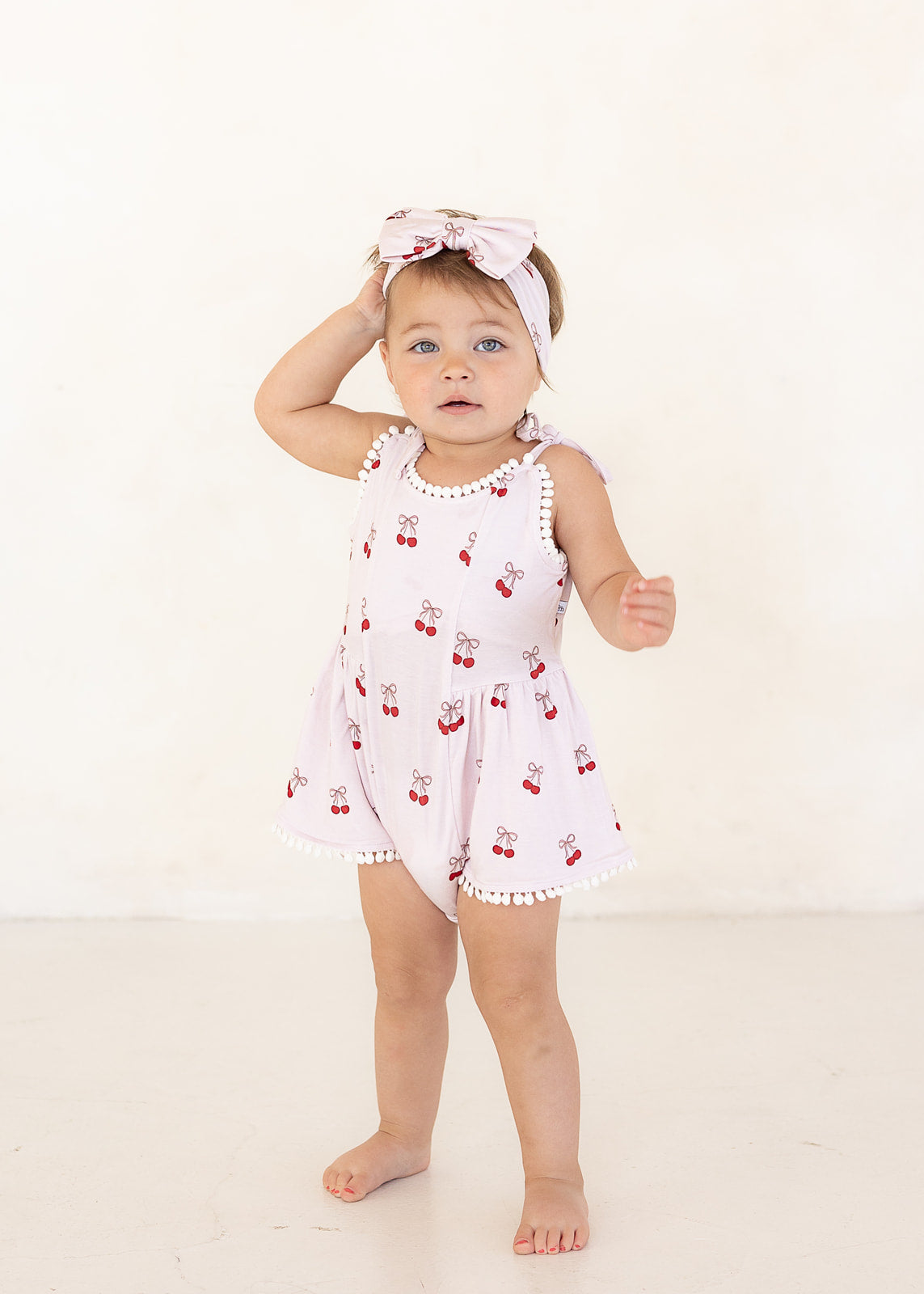 Cherry | Bamboo Pom Twirl Romper