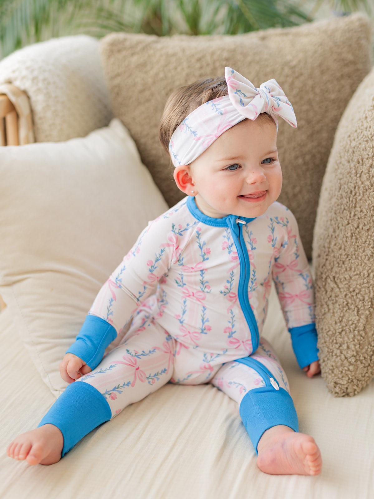 Layla Bow | Bamboo Zipper Pajamas
