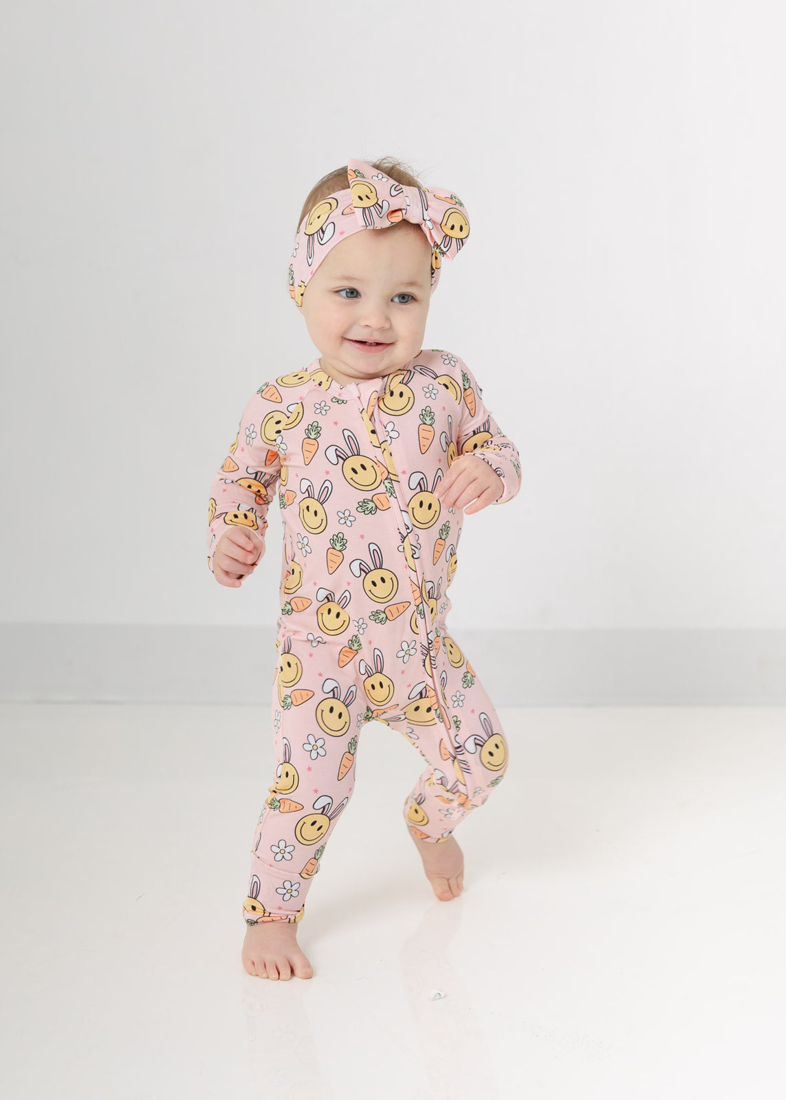 Floral Bunny | Bamboo Zip Pajamas