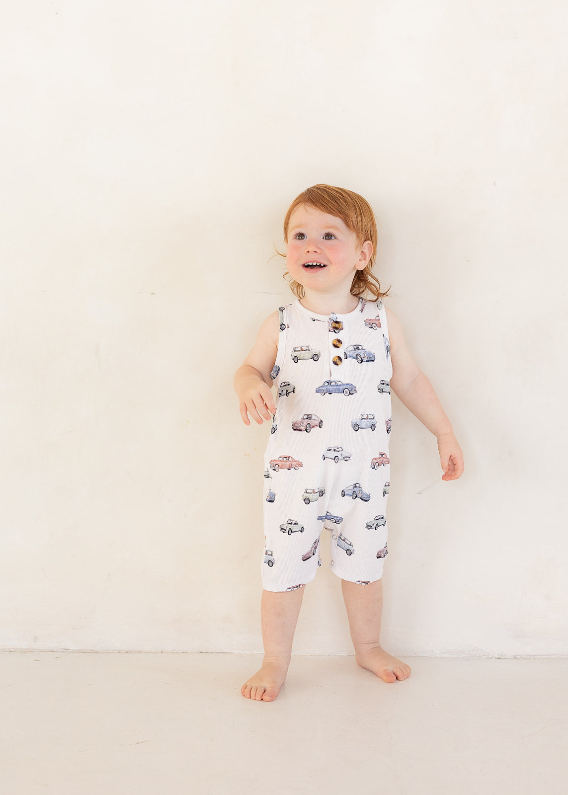 Vintage Cars (Ribbed) | Button Tank Romper