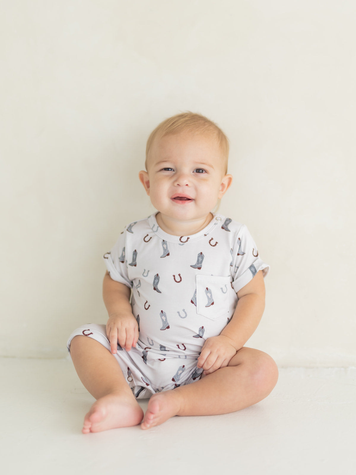 Cowboy | Bamboo Short Sleeve Romper