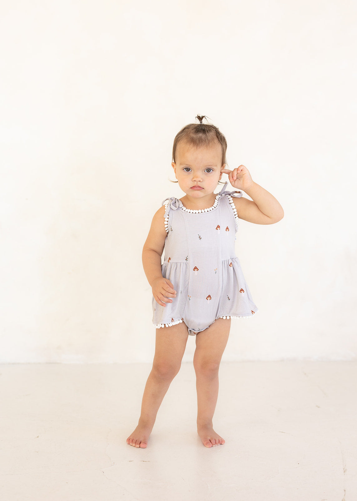 Mushroom | Bamboo Pom Twirl Romper