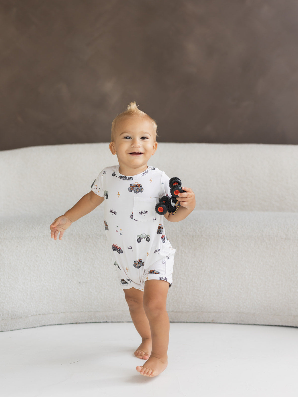 Monster Truck | Bamboo Short Sleeve Romper
