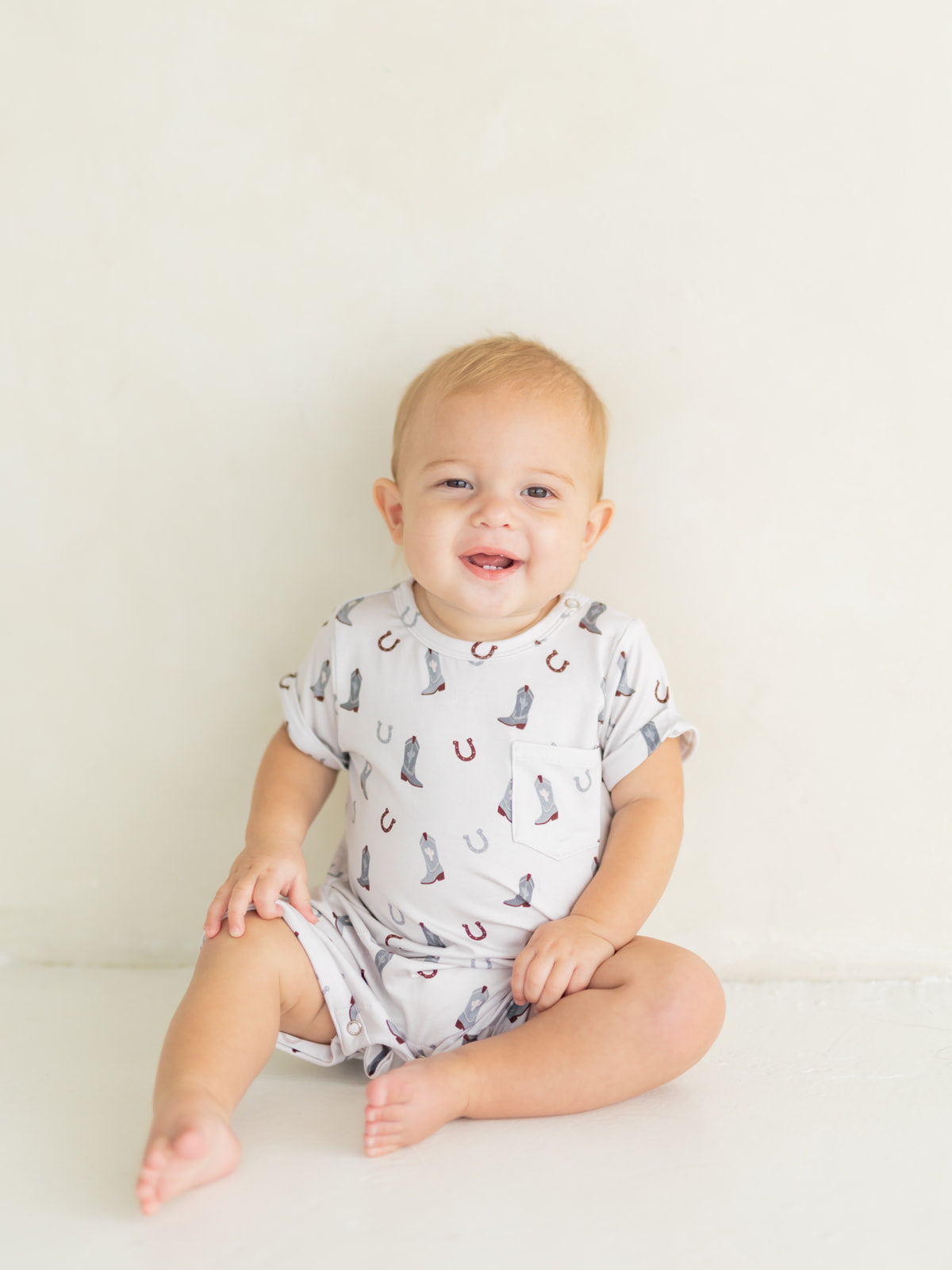 Cowboy | Bamboo Short Sleeve Romper