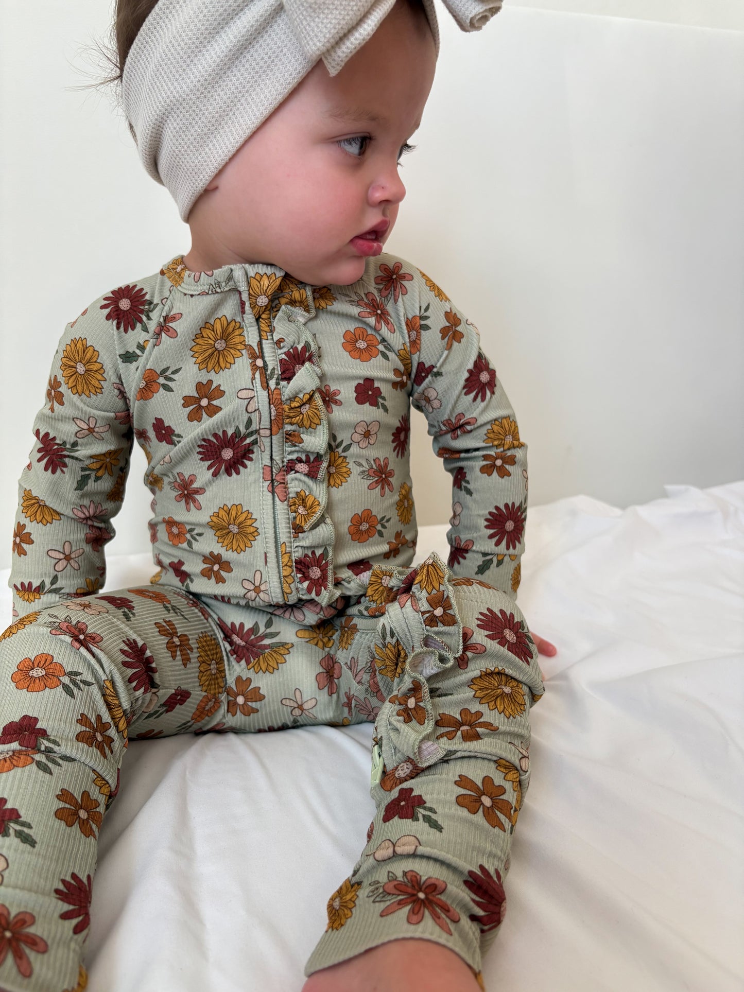 Alyson Floral (Ribbed) | Bamboo Zip Pajamas