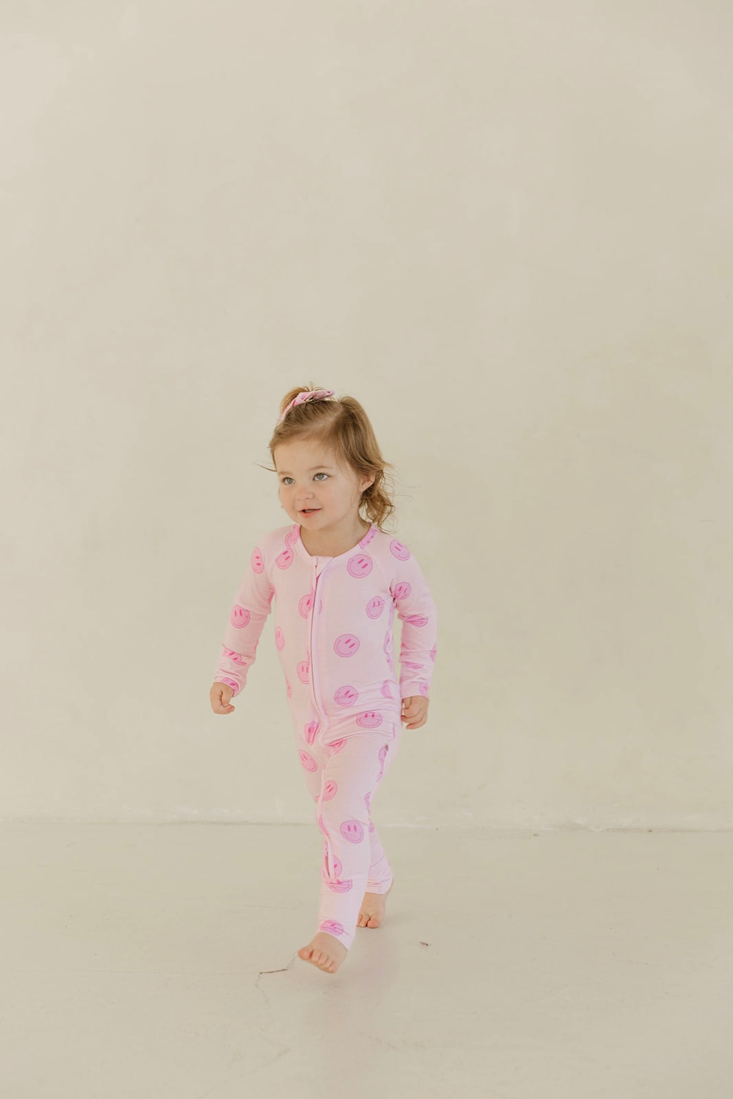 Pink Smiley | Bamboo Zipper Pajamas