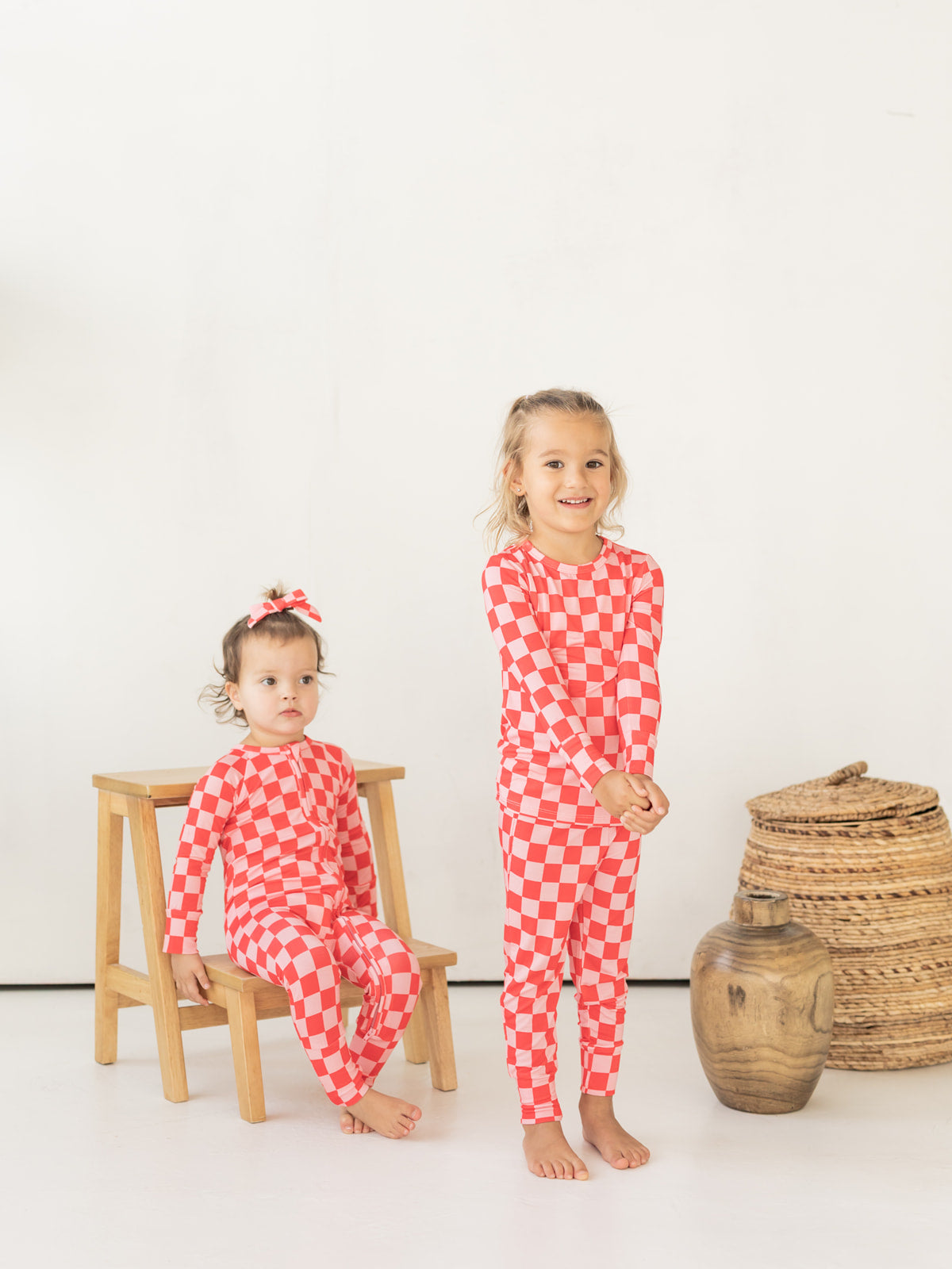 Pink Checkerboard | Bamboo Two Piece Pajamas