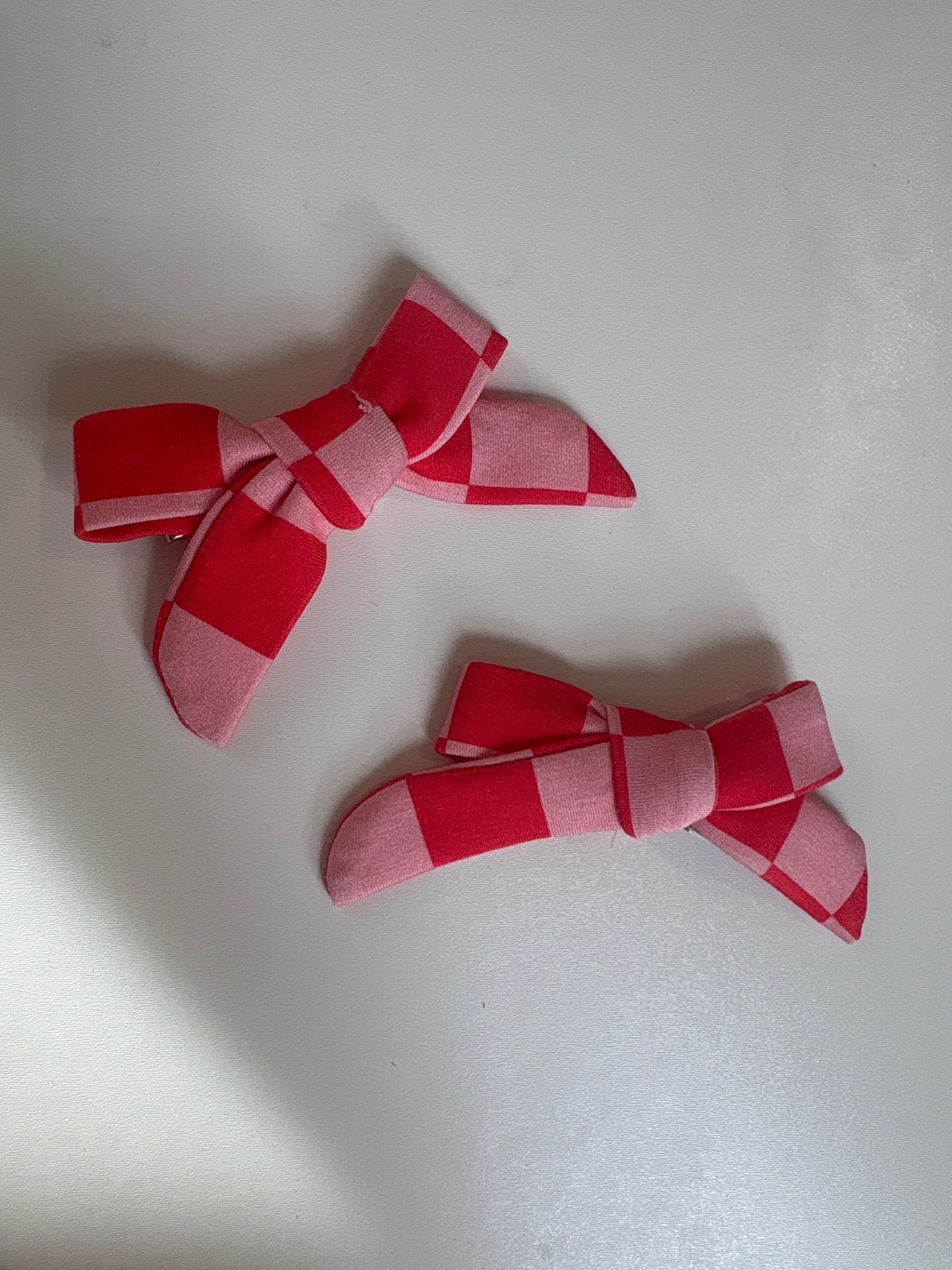 Pink Checkerboard | Bamboo Clip Bows