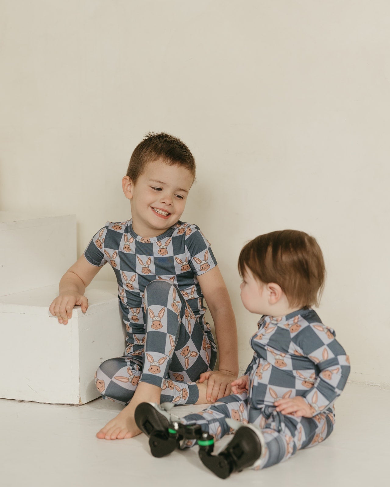 Checker Bunny | Bamboo Zipper Pajamas