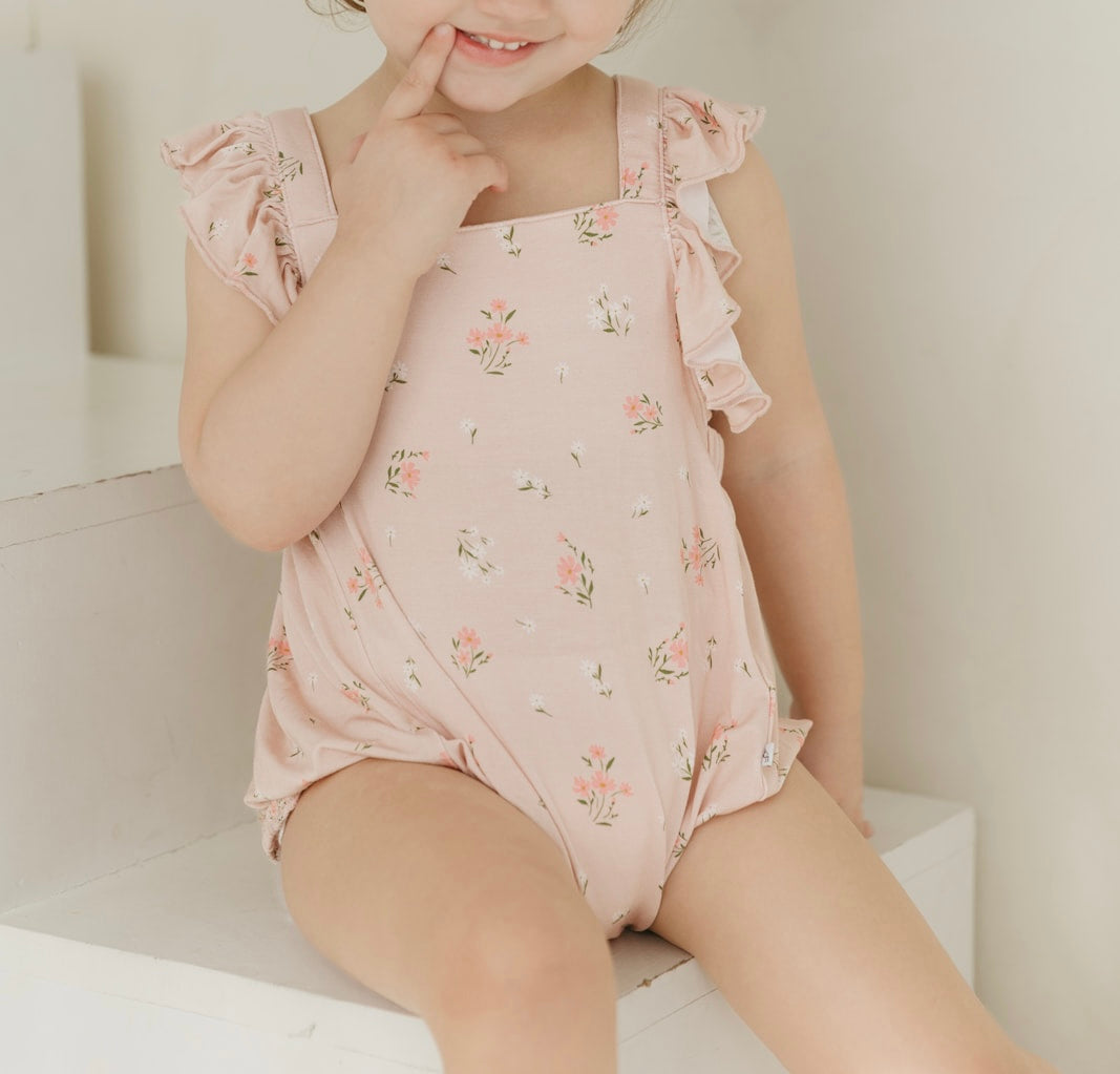 Clara Floral | Bamboo Cross-Back Ruffle Romper