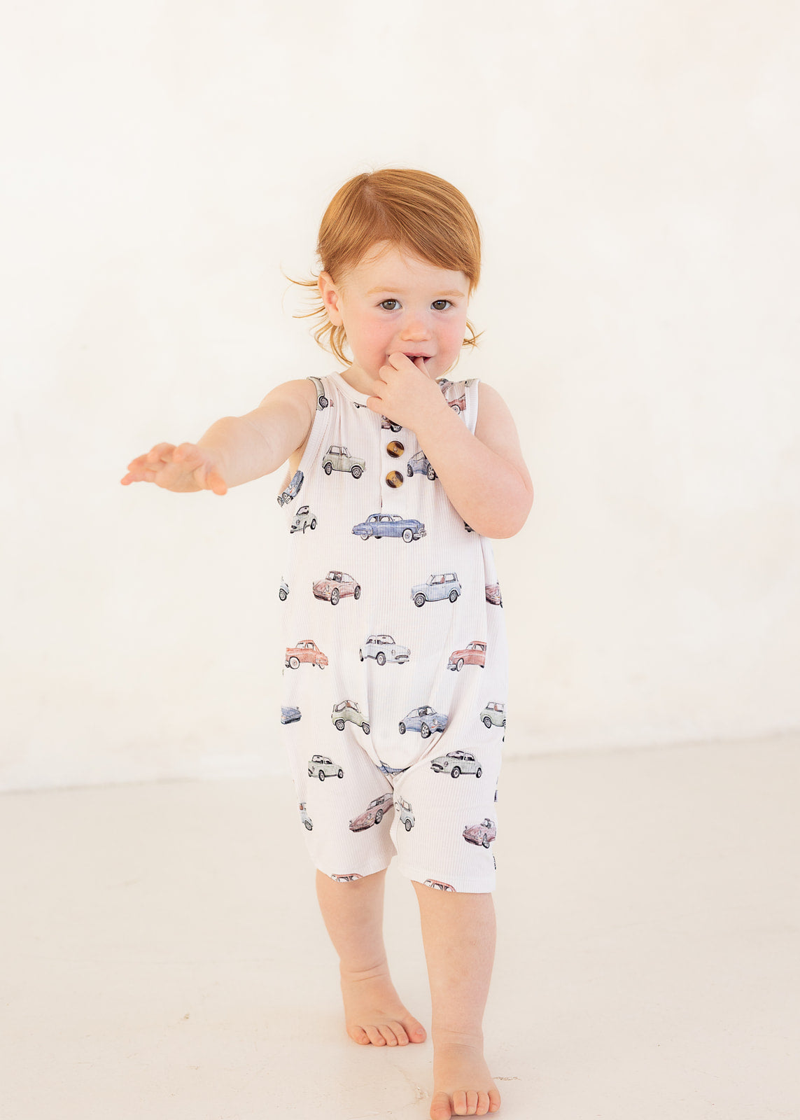 Vintage Cars (Ribbed) | Button Tank Romper