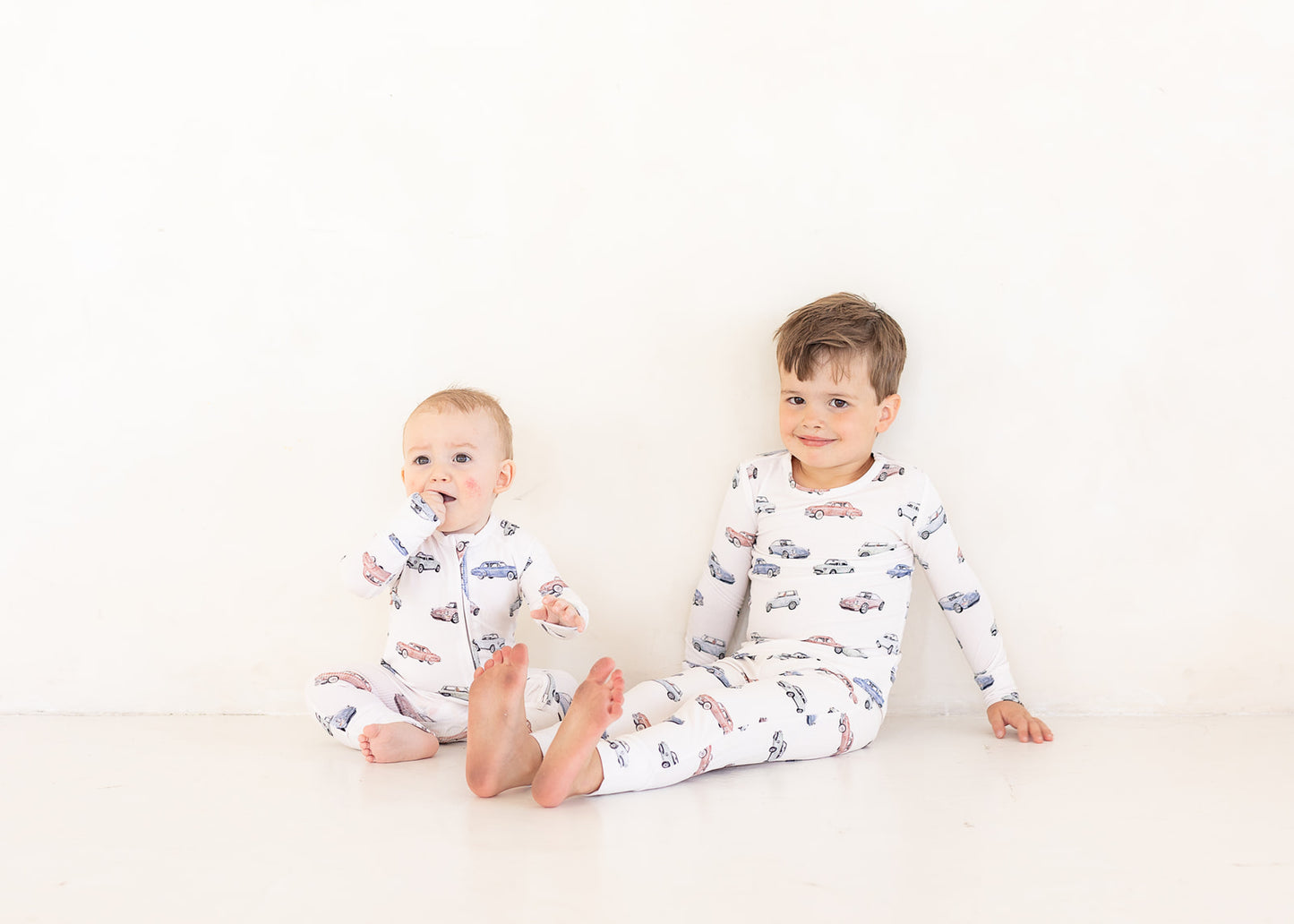 Vintage Cars (Ribbed) | Bamboo Zip Pajamas
