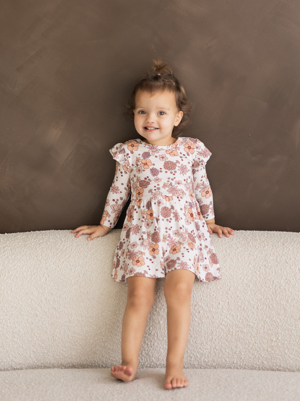 Fall Floral (Ribbed) | Bamboo Flutter Twirl Dress with Bodysuit