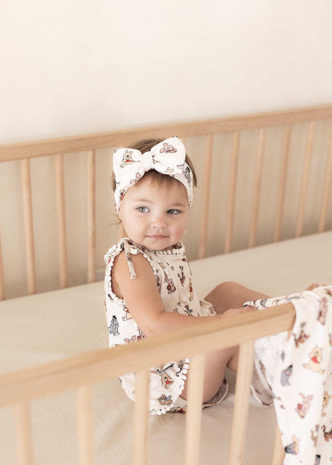 Pooh (Ribbed) | Bamboo Pom Twirl Romper