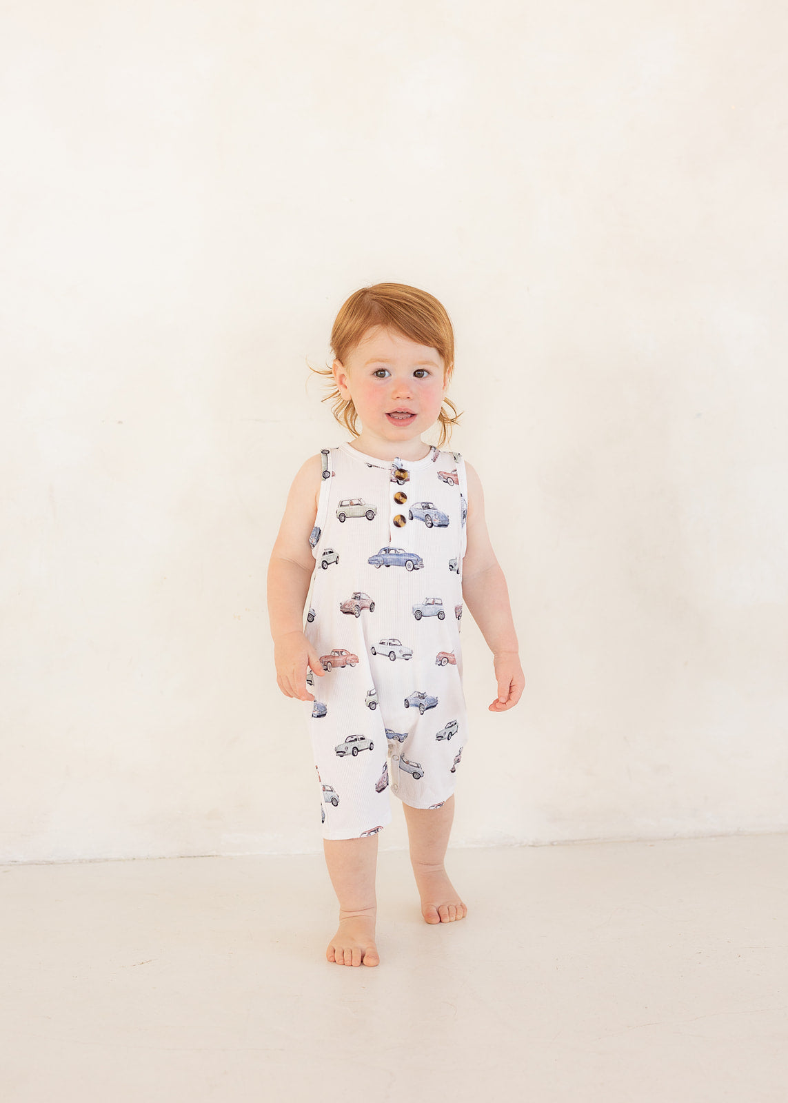Vintage Cars (Ribbed) | Button Tank Romper