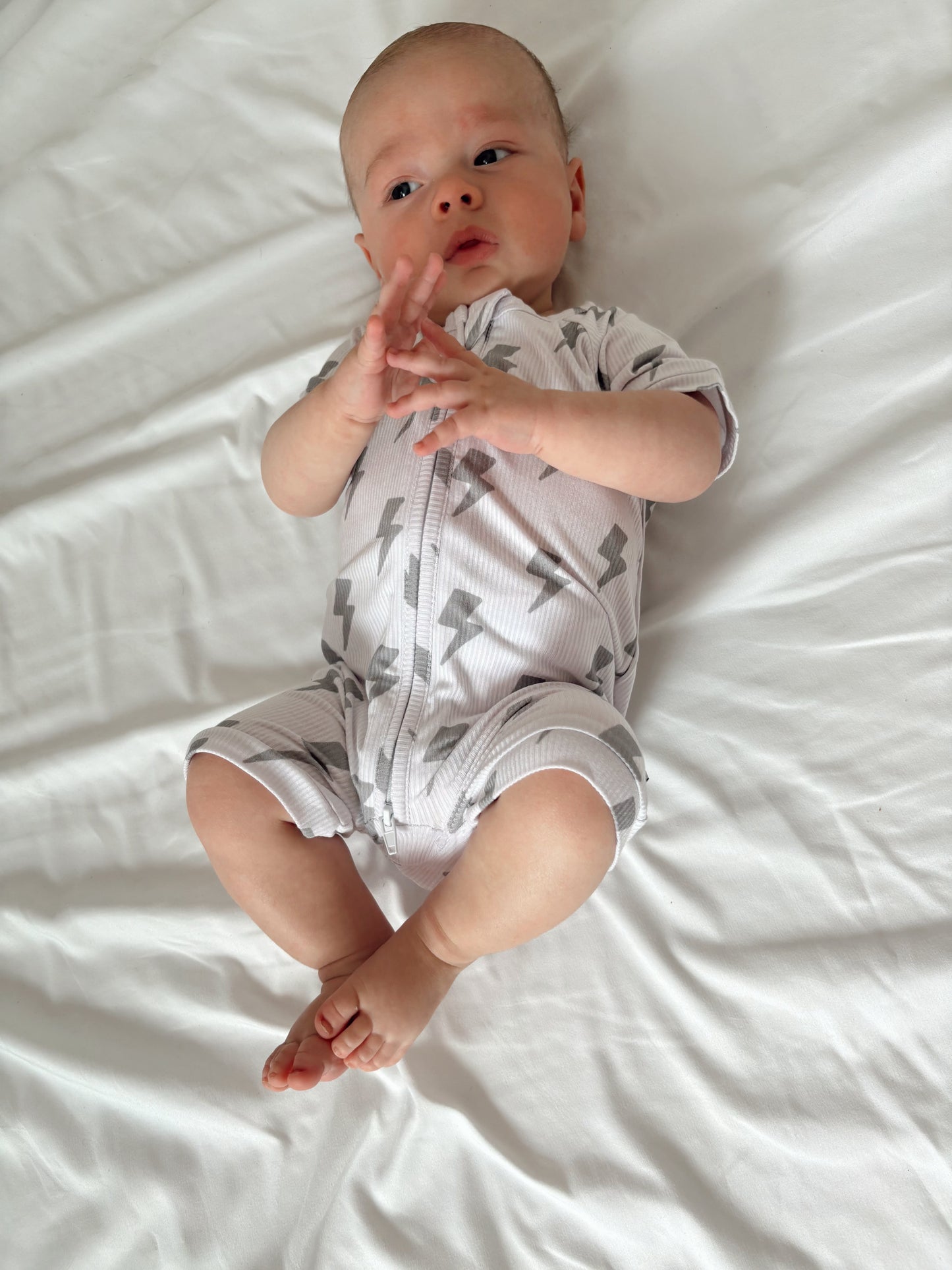 Bolt (Ribbed) | Bamboo Shortie Zip Romper