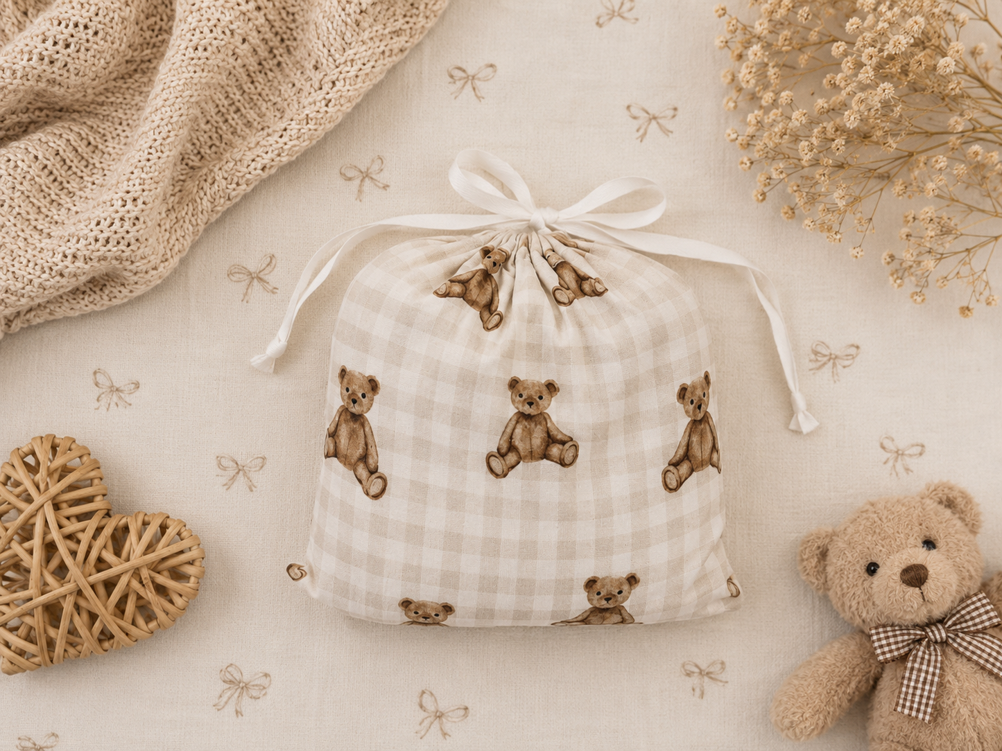 Heirloom Teddy | Swaddle & Beanie Set