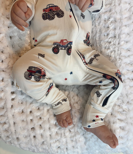 Red, White & Vroom | Bamboo Zipper Pajamas