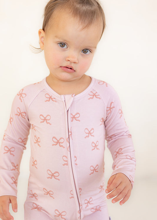 Bow | Bamboo Zip Pajamas