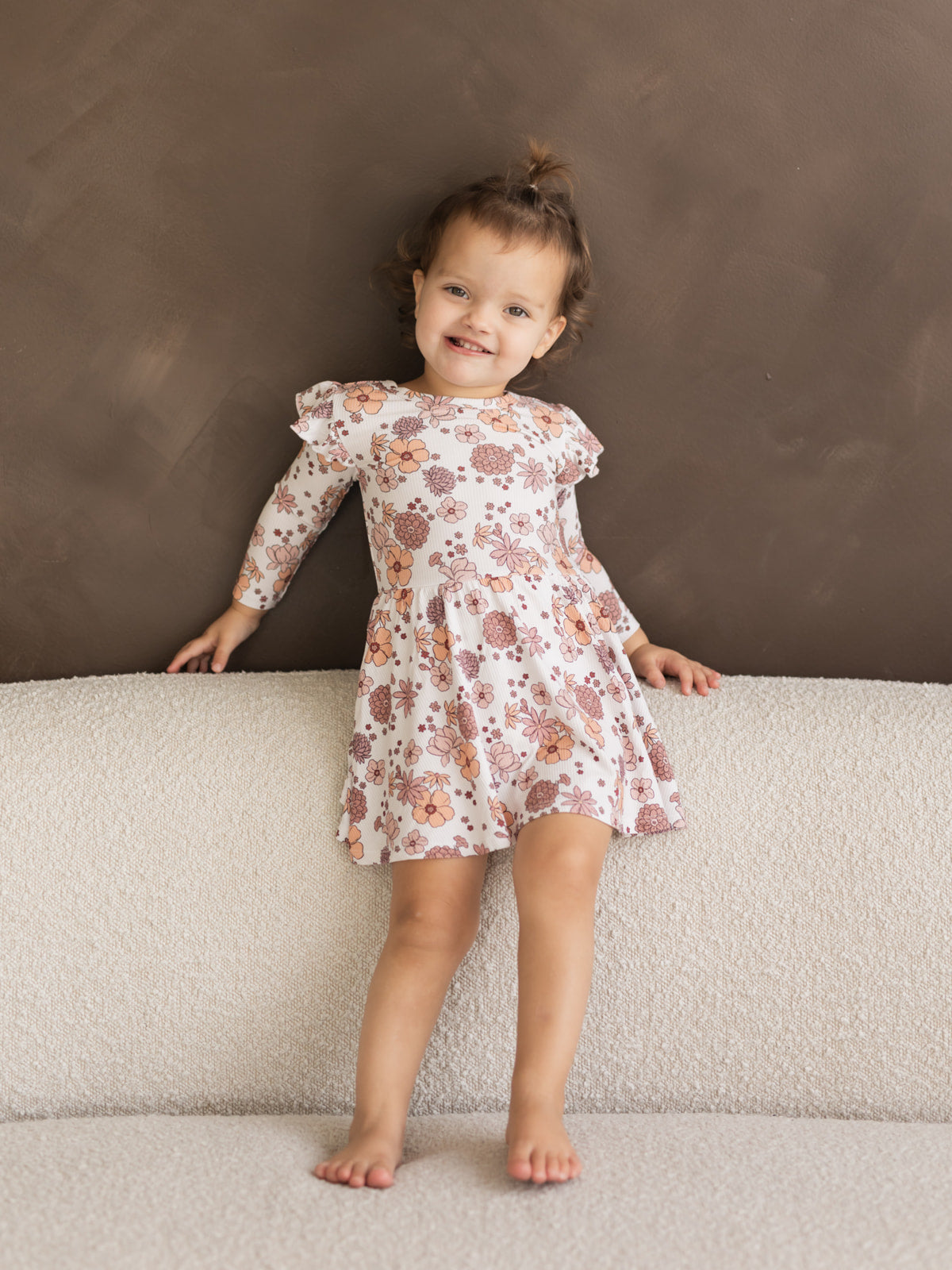 Fall Floral (Ribbed) | Bamboo Flutter Twirl Dress with Bodysuit