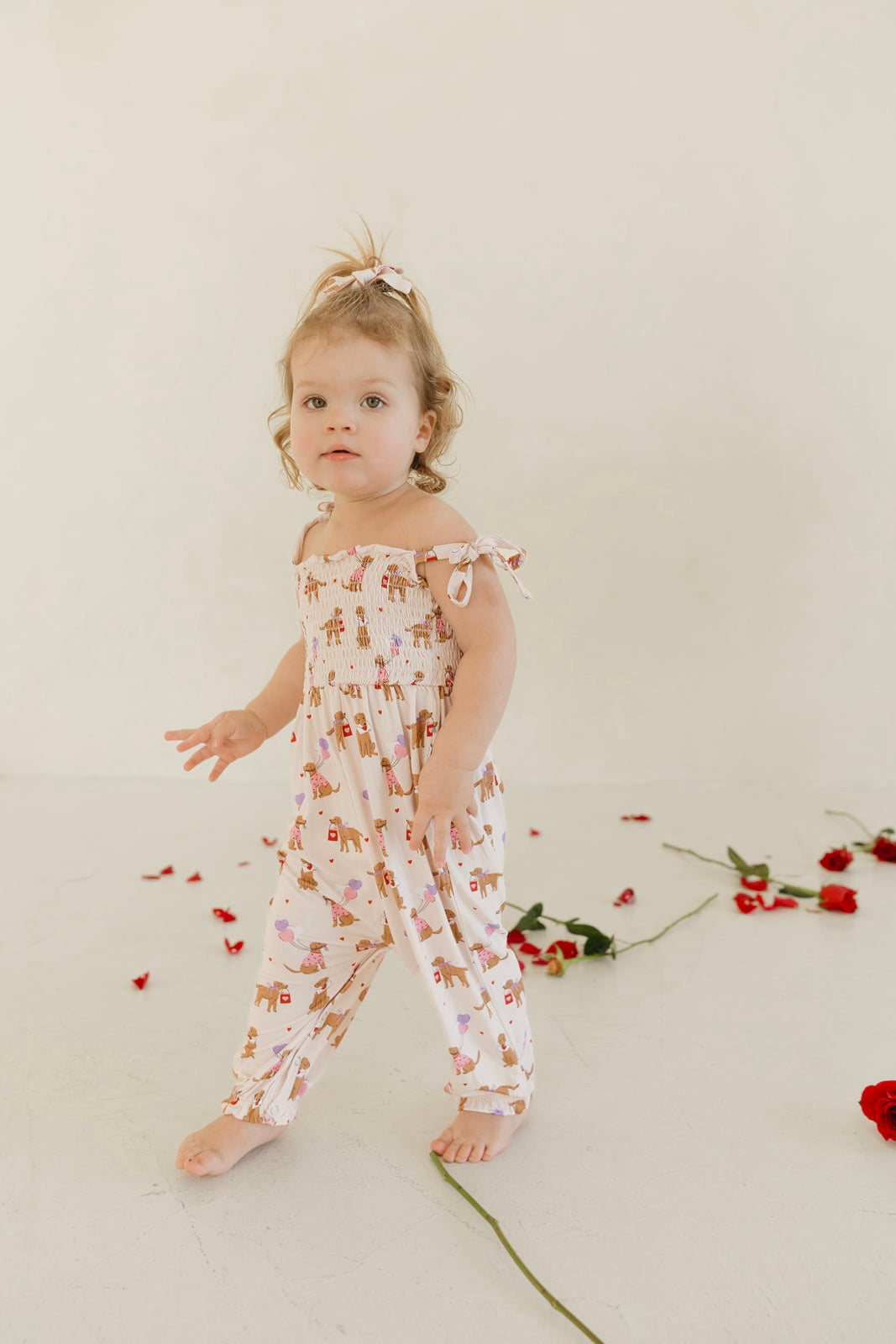 Puppy Love Letters | Bamboo Smocked Jumpsuit