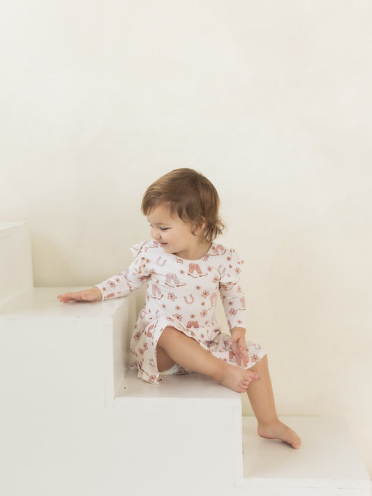 Cowgirl | Bamboo Flutter Twirl Dress with Bodysuit