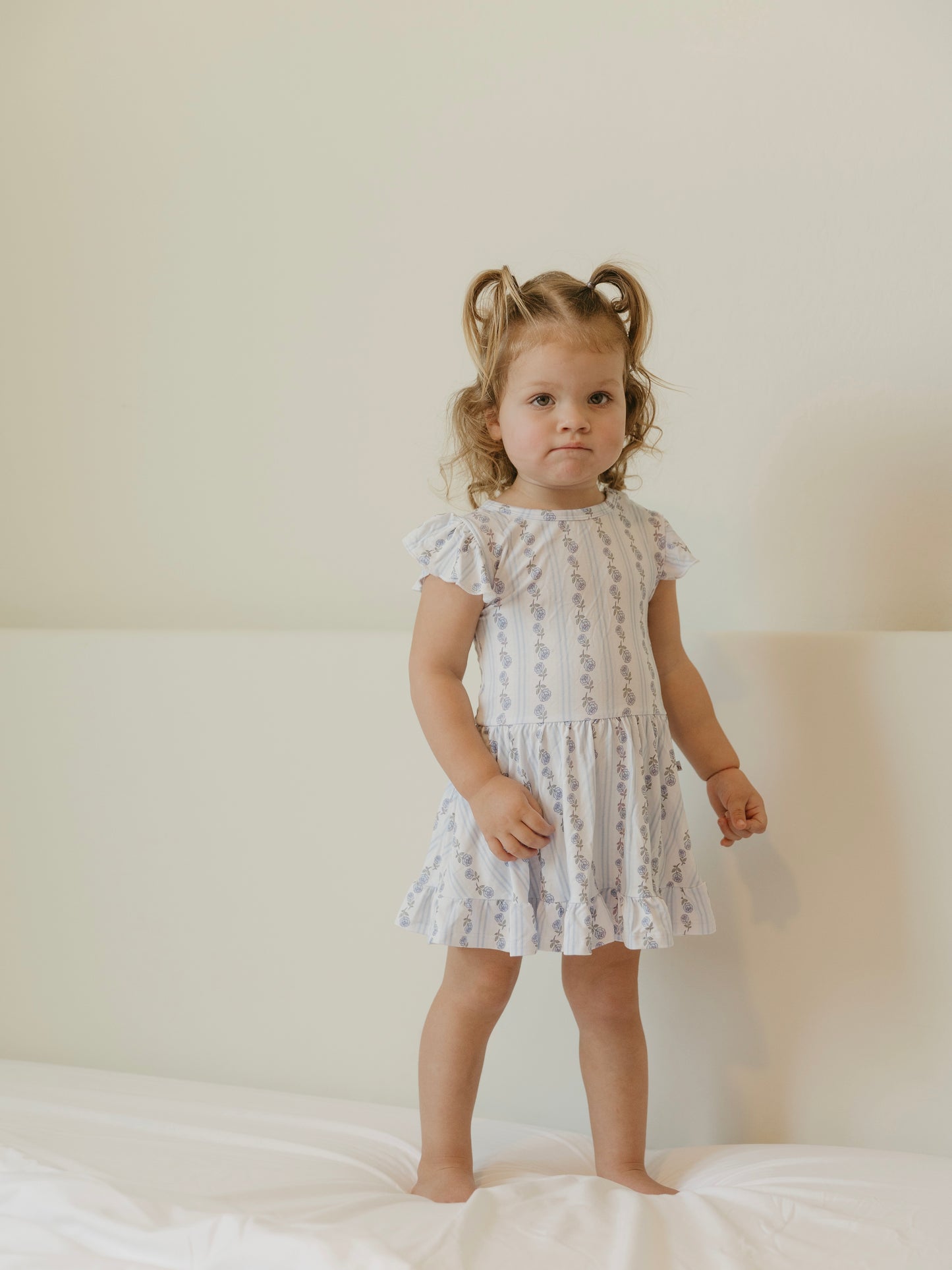Blue Cottage Rose | Bodysuit Twirl Dress