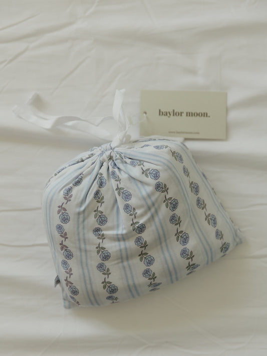 Blue Cottage Rose | Swaddle & Beanie Set