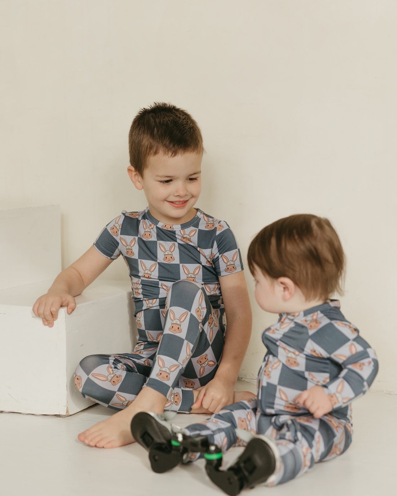 Checker Bunny | Bamboo Short Sleeve Pajamas