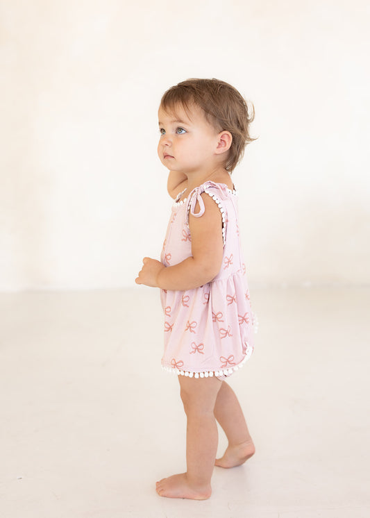 Bow | Bamboo Pom Twirl Romper