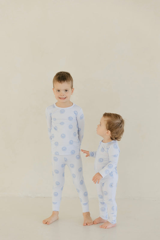 Blue Smiley | Bamboo Two Piece Pajamas