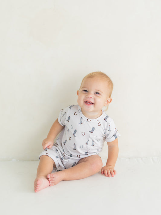 Cowboy | Bamboo Short Sleeve Romper