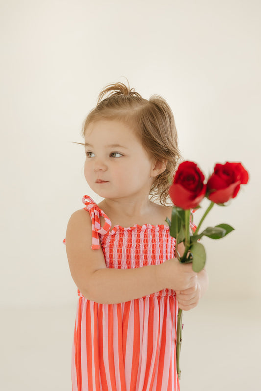 Pink Stripes | Bamboo Smocked Jumpsuit