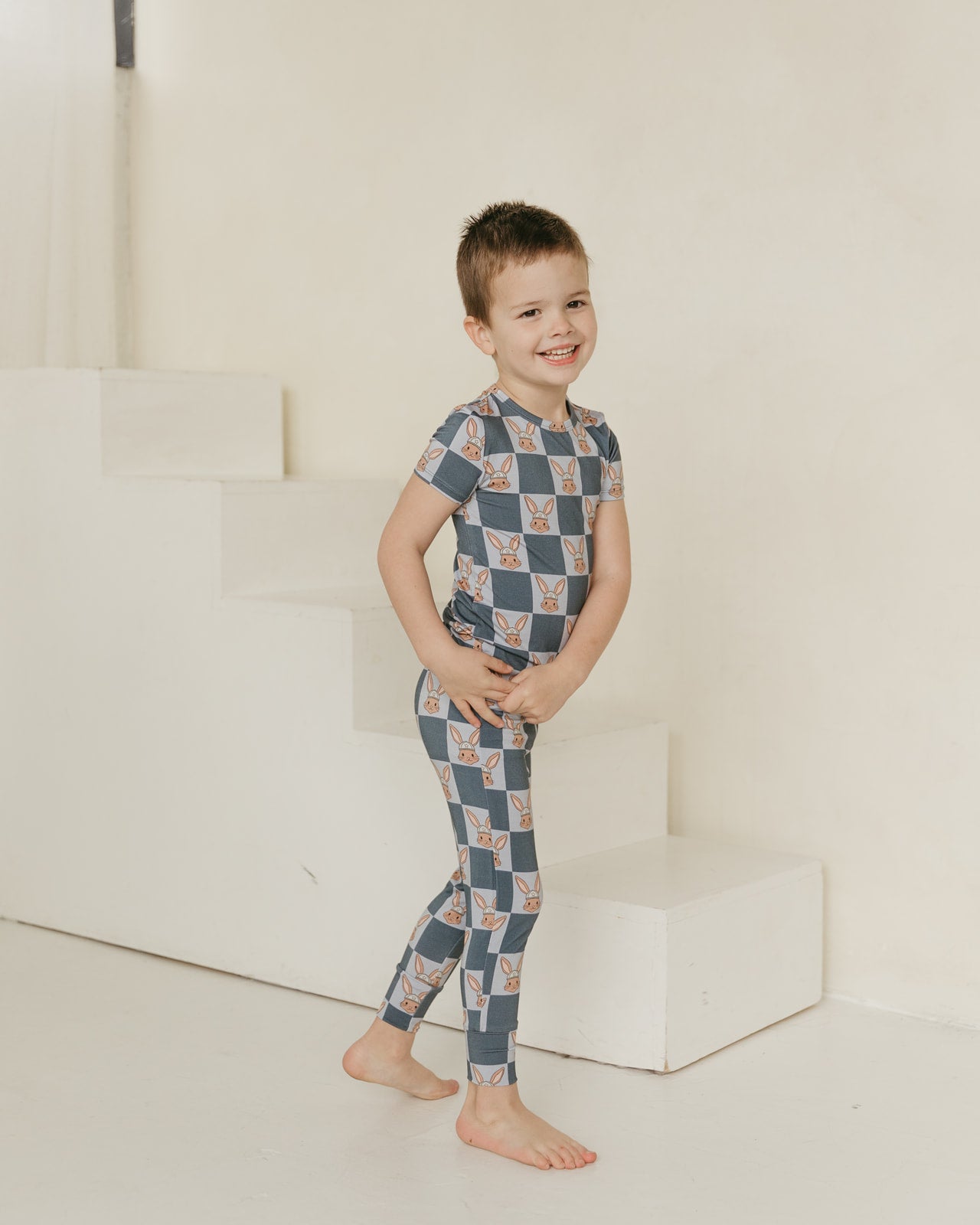 Checker Bunny | Bamboo Short Sleeve Pajamas