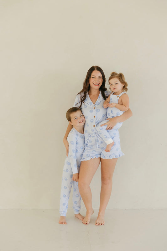 Blue Smiley | Women's Bamboo Pajama Set