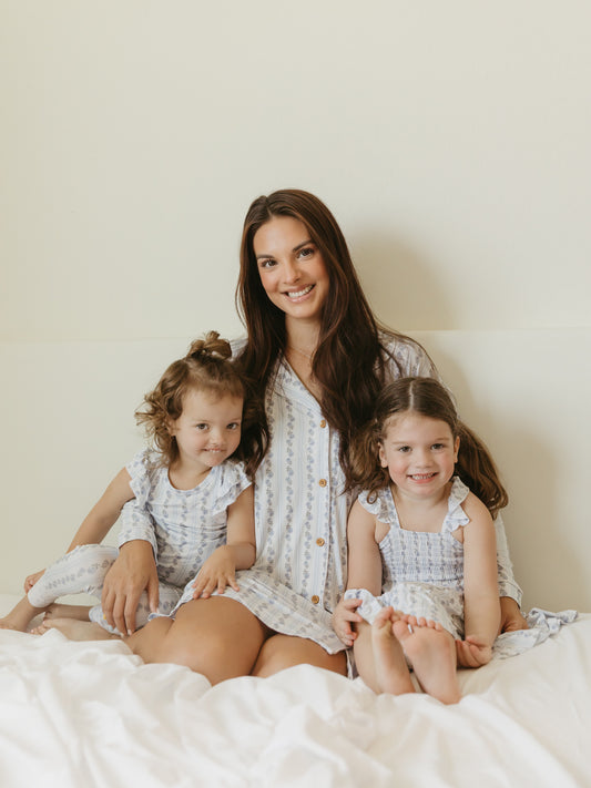Blue Cottage Rose | Bamboo Zipper Pajamas
