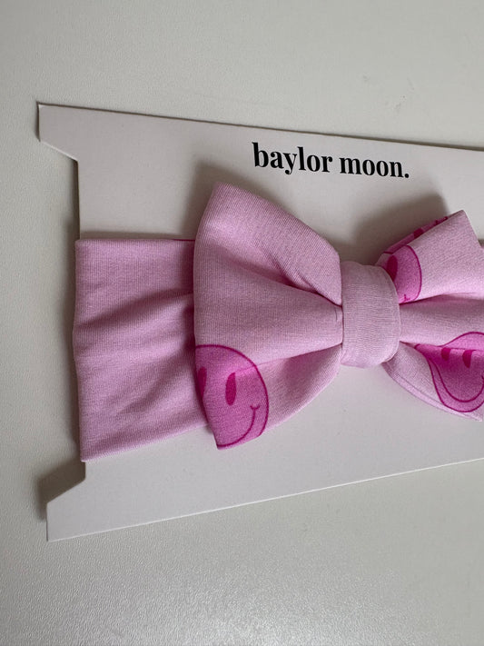 Pink Smiley | Bamboo Head Wrap