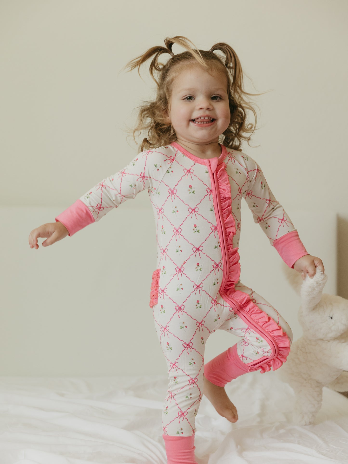 Berry Darling | Bamboo Ruffle Zipper Pajamas