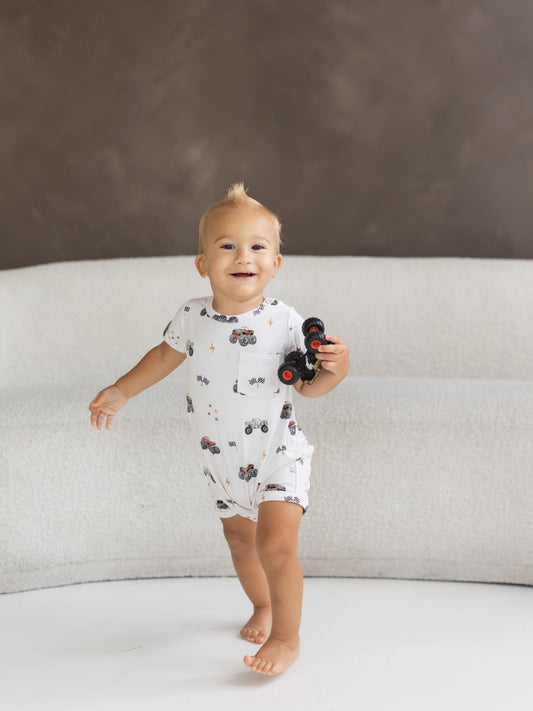 Monster Truck | Bamboo Short Sleeve Romper