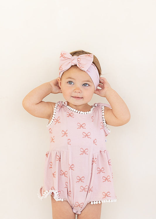 Bow | Bamboo Pom Twirl Romper