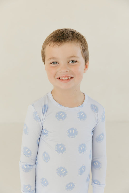 Blue Smiley | Bamboo Two Piece Pajamas