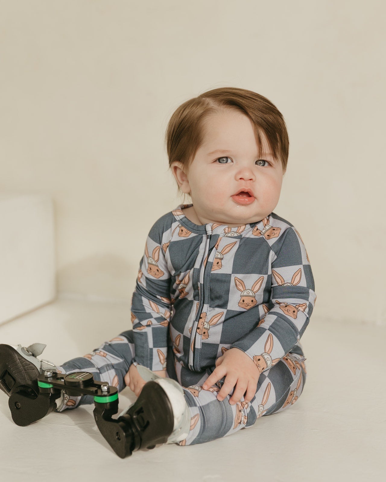 Checker Bunny | Bamboo Zipper Pajamas