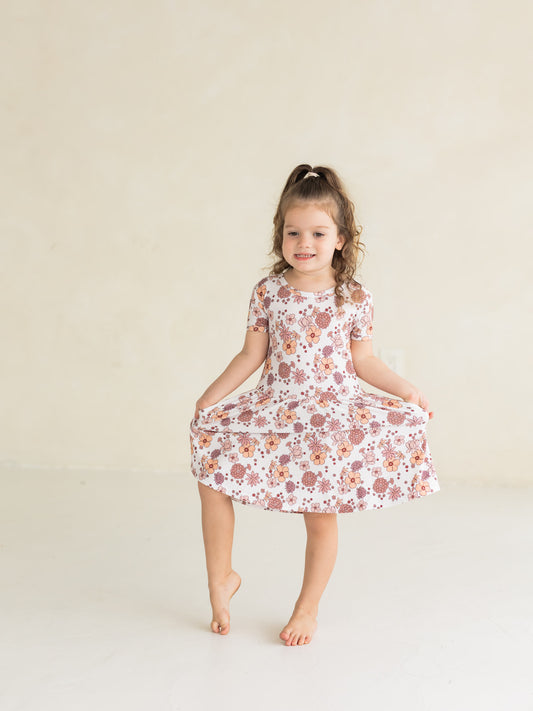 Fall Floral (Ribbed) | Bamboo Twirl Dress