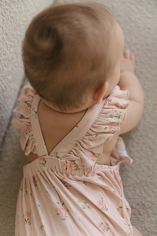 Clara Floral | Bamboo Cross-Back Ruffle Romper