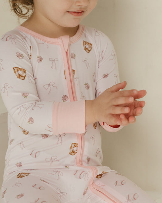 Pink Baseball | Bamboo Zipper Pajamas