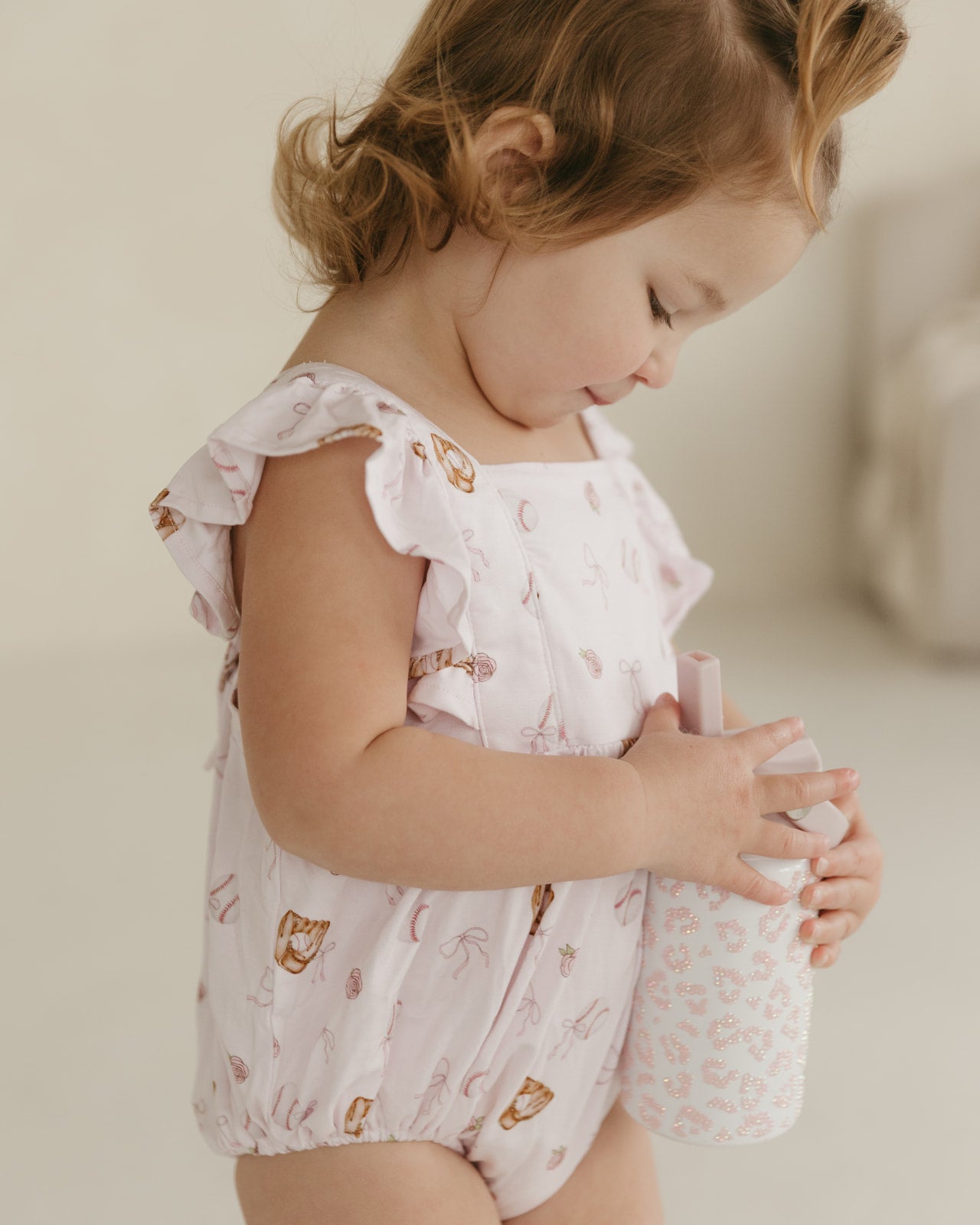 Pink Baseball | Ruffle Romper