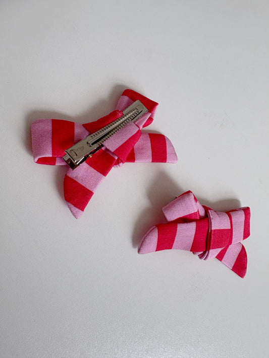 Pink Stripes | Bamboo Clip Bows