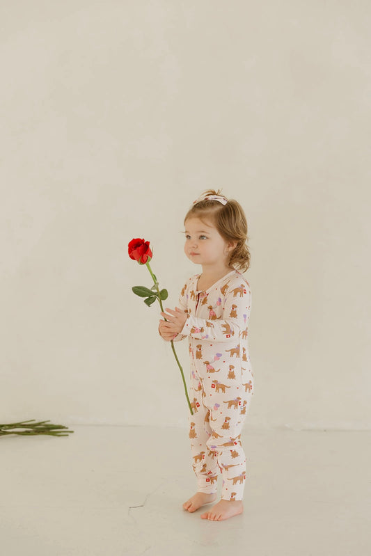 Puppy Love Letters | Bamboo Zipper Pajamas