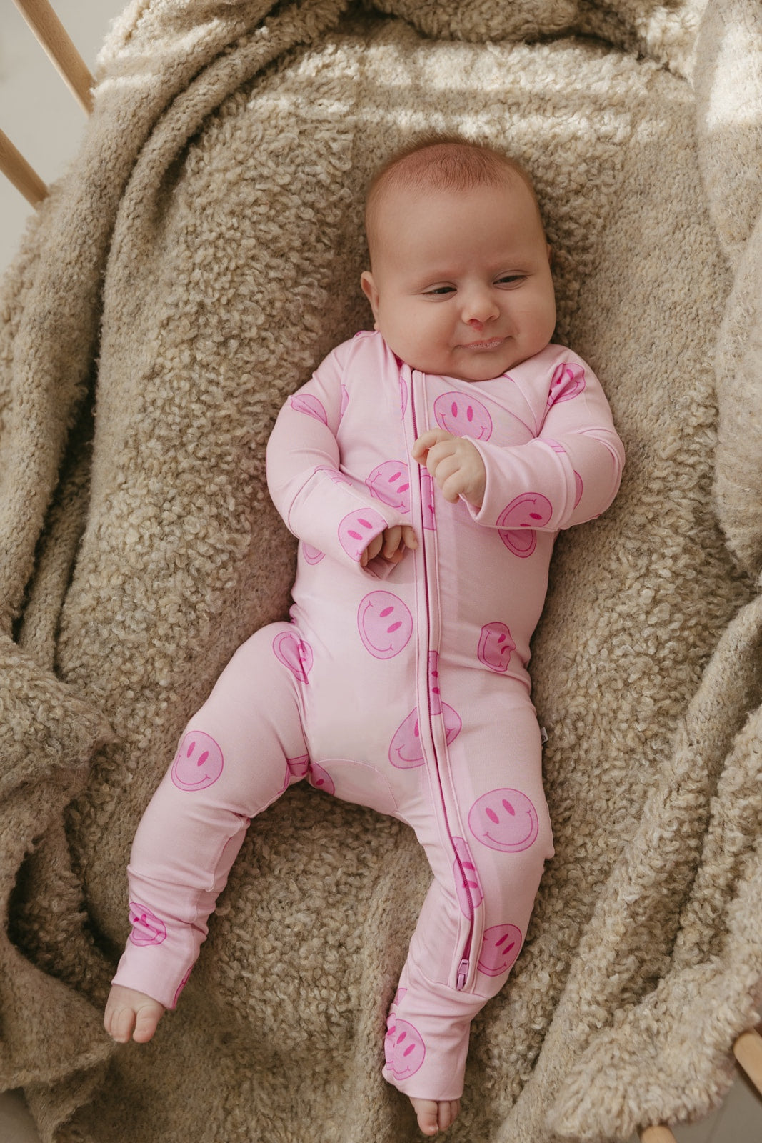Pink Smiley | Bamboo Zipper Pajamas