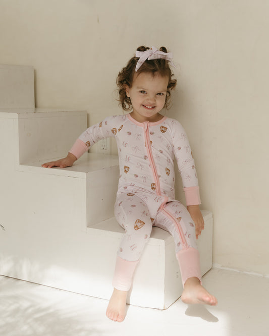 Pink Baseball | Bamboo Zipper Pajamas
